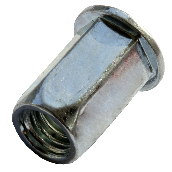 Blindnitmutter med cylinderhuvud, öppen, stål, sexkant